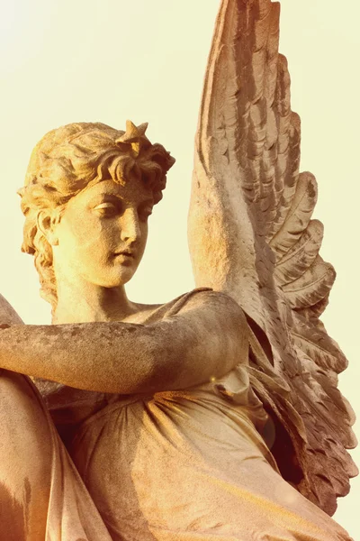 햇빛 (골동품 동상에 있는 천사) — 스톡 사진