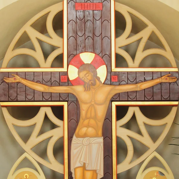 Çarmıha gerilmiş İsa Kutsal haç üzerinde — Stok fotoğraf