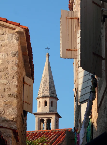 Fantastic sunrise in the medieval town (Budva, Montenegro) — Stock Photo, Image