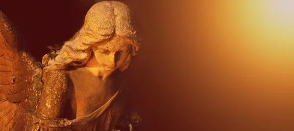 Golden angel in the sunlight (antique statue) — Stock Photo, Image