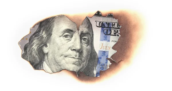 Uang dolar terbakar — Stok Foto