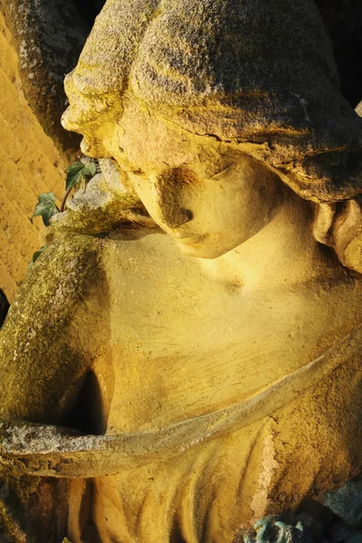 Золотой ангел в солнечном свете (античная статуя ) — стоковое фото