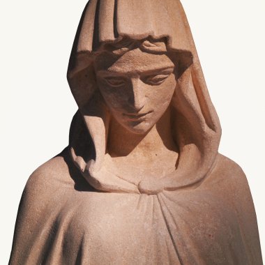 Meryem Ana, antik heykel (beyaz arka plan üzerinde)