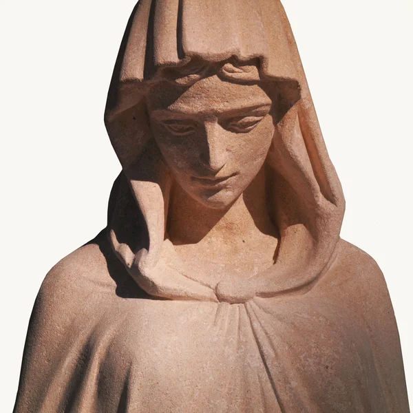 Vergine Maria, l'antica statua (su sfondo bianco ) — Foto Stock