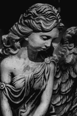 Taş melek heykeli insan kederi, şefkat ve duygusal hassasiyeti sembolize eder. Sessizlik, keder ve iç yansımayı ifade eder..