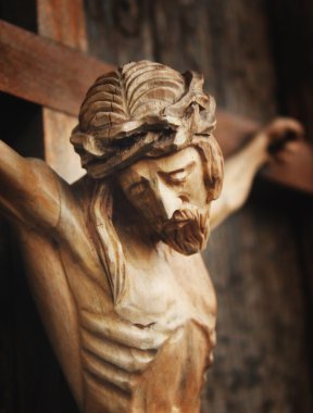 İsa Mesih'in çarmıha (bir Antik ahşap heykel)