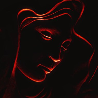 Meryem Ana siluet siyah arka plan üzerine