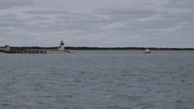 Nantucket Adası Brant Point Deniz feneri Gri, bulutlu bir günde