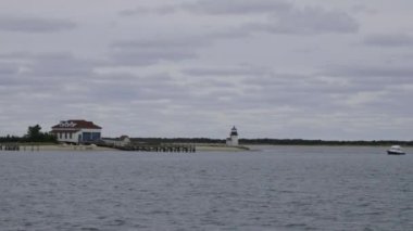 Nantucket Adası Brant Point Deniz feneri Gri, bulutlu bir günde