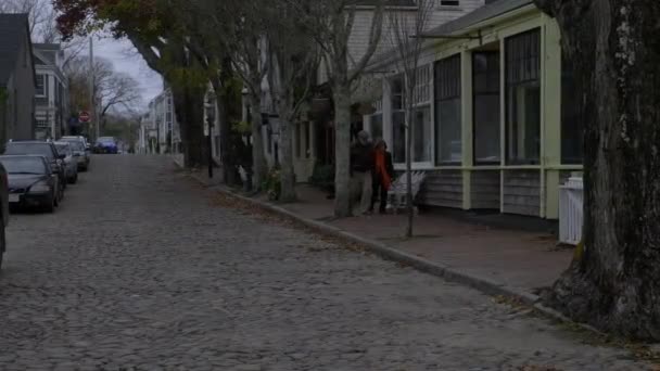 Nantucket Town Historic District Fall Day — Stockvideo