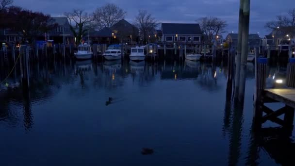 Régi Wharf Nantucket Island Naplemente Után Massachusetts — Stock videók