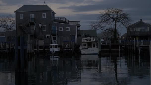 Old Wharf Nantucket Island Zonsondergang Massachusetts — Stockvideo