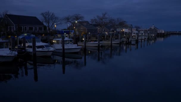 Old Wharf Nantucket Island Setelah Matahari Terbenam Massachusetts — Stok Video