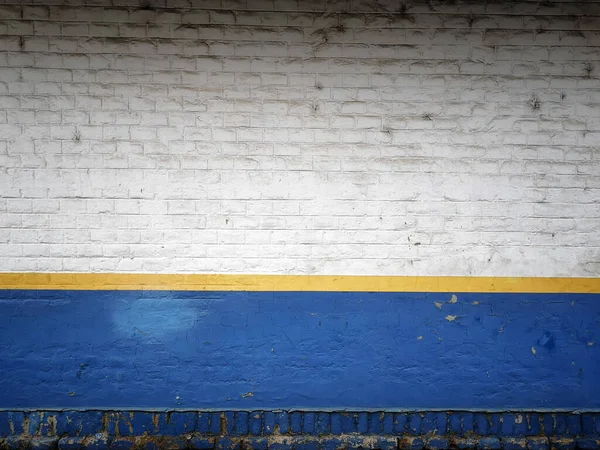 Old Rustic White Blue Brick Wall — Stock Photo, Image