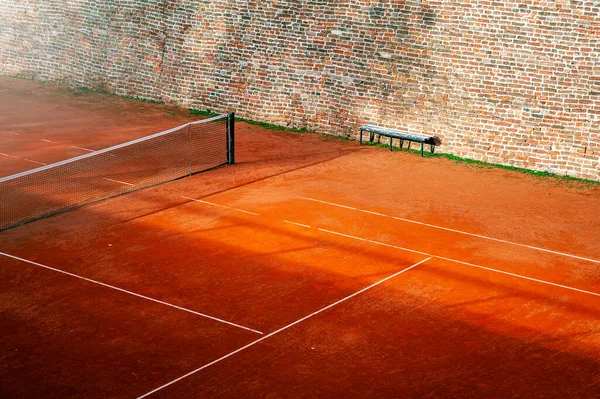 Clay Tenis Detalle Las Líneas Pista — Foto de Stock
