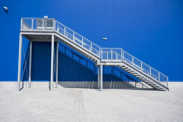 Galvanized Industrial Stairs Fire Escape — Stock Photo, Image