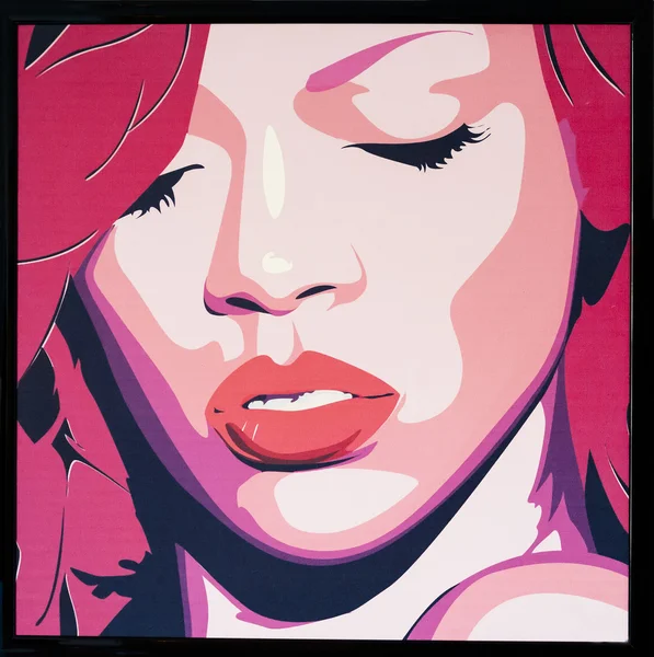 Pop art paint portrait of Rhianna — Stock Photo, Image