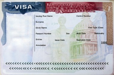 Passport with USA visa clipart
