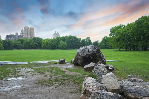 Západ slunce Central parku v New York City — Stock fotografie