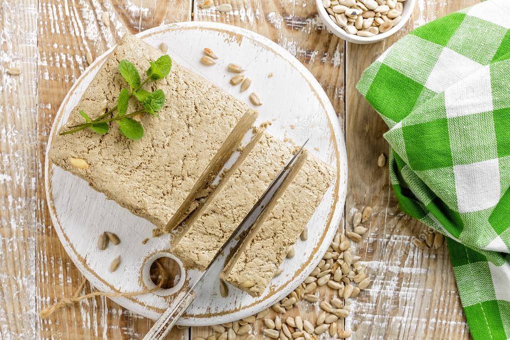 sliced halva on a board