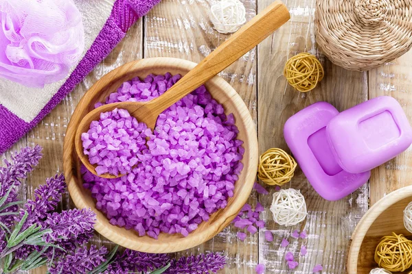 Conjunto de spa de lavanda — Fotografia de Stock