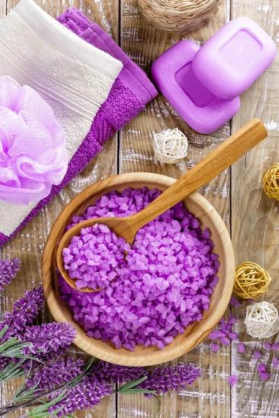 Conjunto de spa de lavanda — Fotografia de Stock