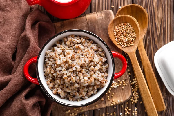 Porridge di grano saraceno bollito — Foto Stock