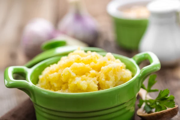 Corn porridge in a bowl — Stock Photo, Image