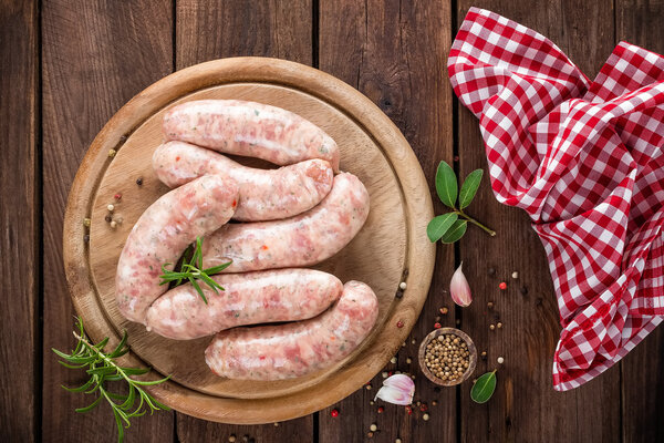 raw meat sausages