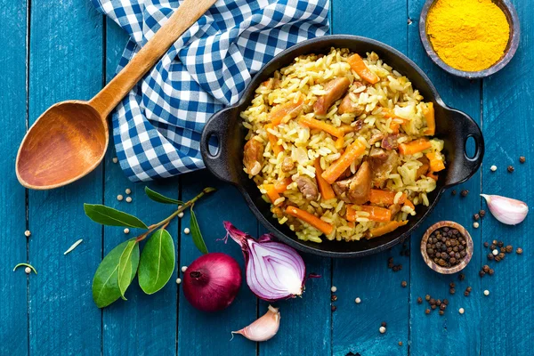 Pilaf with rice and meat — Stock Photo, Image