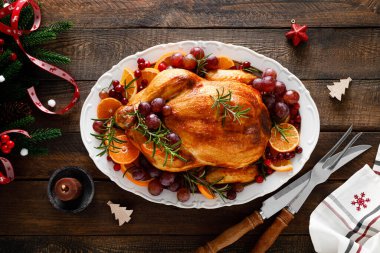 Kızarmış hindi, Noel yemeği için kutlama yemeği.