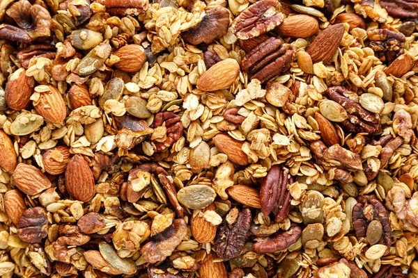 Granola Background Muesli Nuts Breakfast Healthy Food Diet — Stock Photo, Image