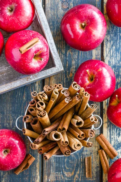 Apples and cinnamon — Stock Photo, Image