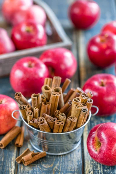 Apples and cinnamon — Zdjęcie stockowe