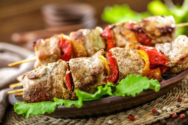 Kebab with vegetables clipart