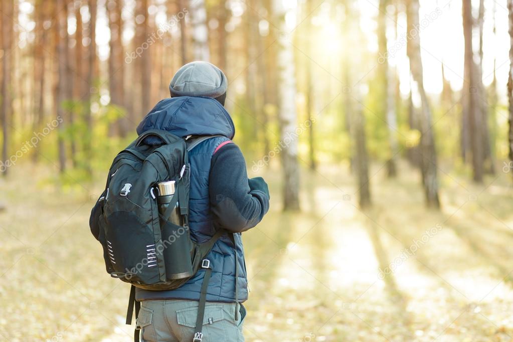 man hiking