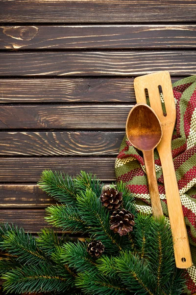 Vánoční menu na dřevěné pozadí — Stock fotografie