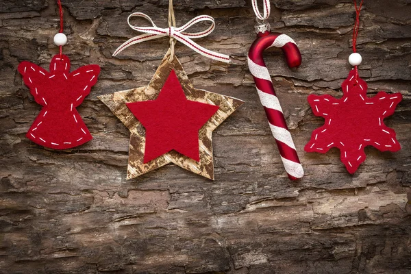 Christmas decorations on wooden background — Stock Photo, Image