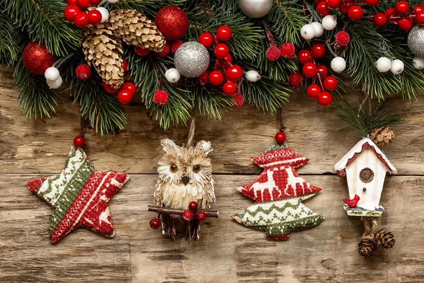 Christmas decorations with ornaments — Stock Photo, Image