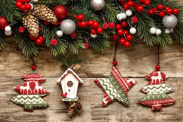 Christmas decorations with ornaments — Stock Photo, Image