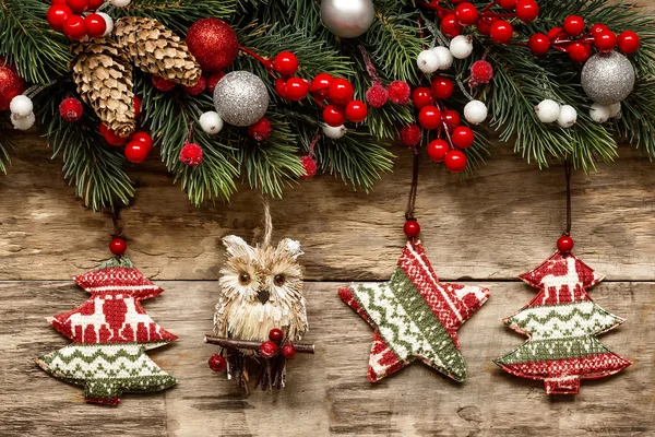 Christmas decorations with ornaments — Stock Photo, Image