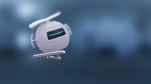 Летающий робот проверяет его функции. (Альфа канал ) — стоковое видео