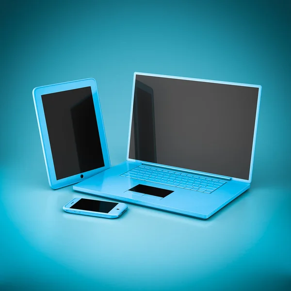 Laptop, Tablet PC en smartphone — Stockfoto