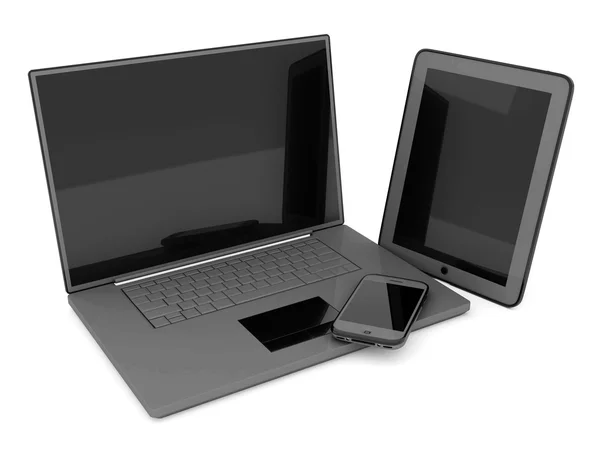 Laptop, Tablet-PC und Smartphone — Stockfoto