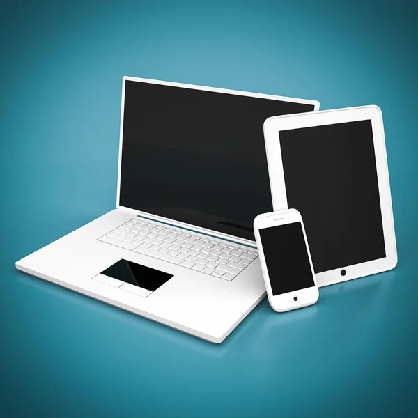 Laptop, Tablet PC en smartphone — Stockfoto