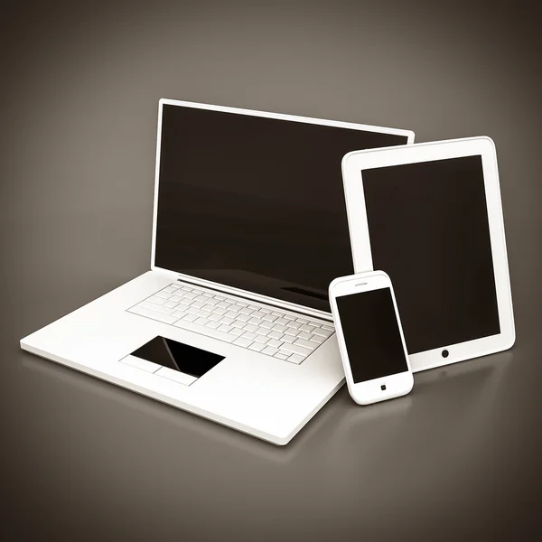 Laptop, Tablet PC en smartphone — Stockfoto