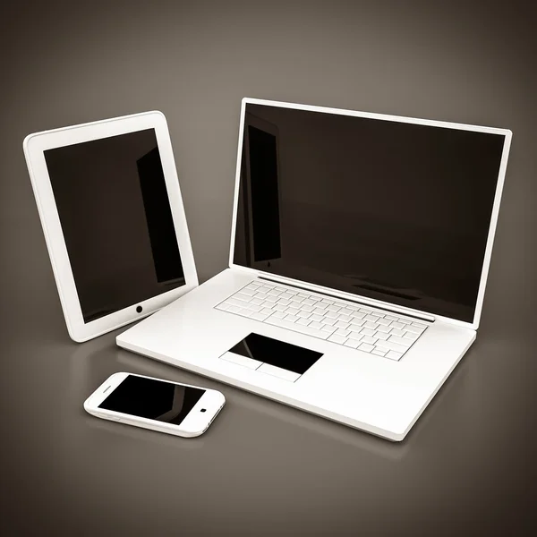 Ноутбук, планшет і смартфон — стокове фото