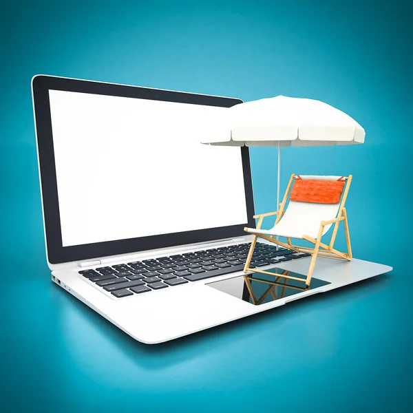 Cadeira de praia e guarda-chuva — Fotografia de Stock