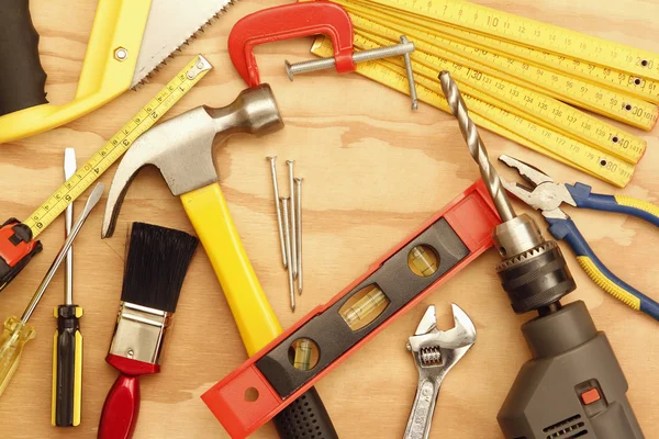 Tools on wood — Stockfoto