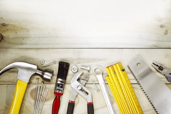 Tools on wood — Stock Photo, Image